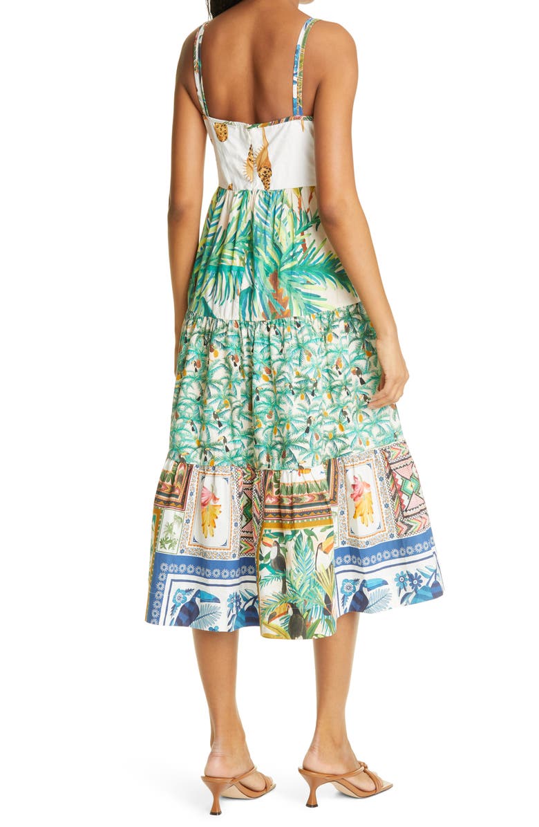 FARM Rio Mixed Prints Bow Sleeveless Midi Dress, Alternate, color, 
