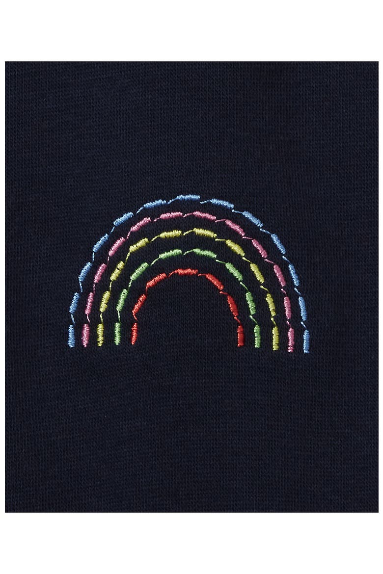 Girls Crew Neck Embroidered Sweatshirt, Alternate, color, Classic Navy Rainbow