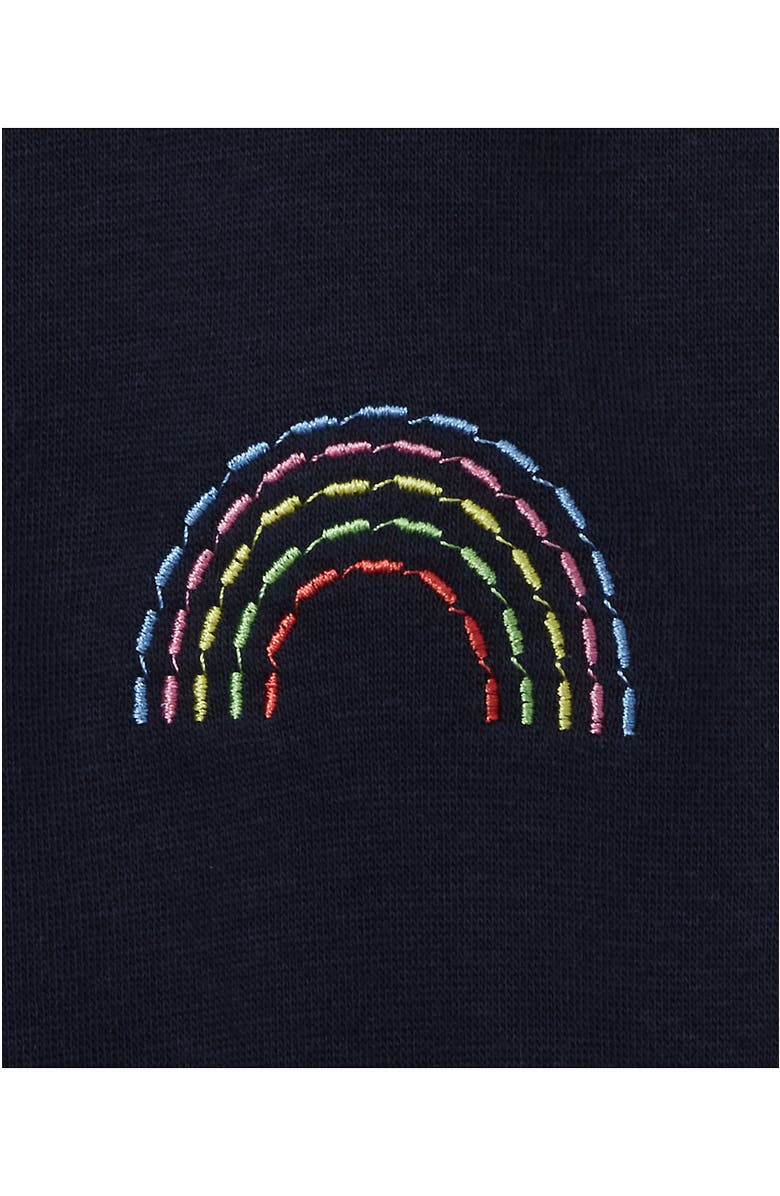 Lands' End Girls Crew Neck Embroidered Sweatshirt, Alternate, color, Classic Navy Rainbow