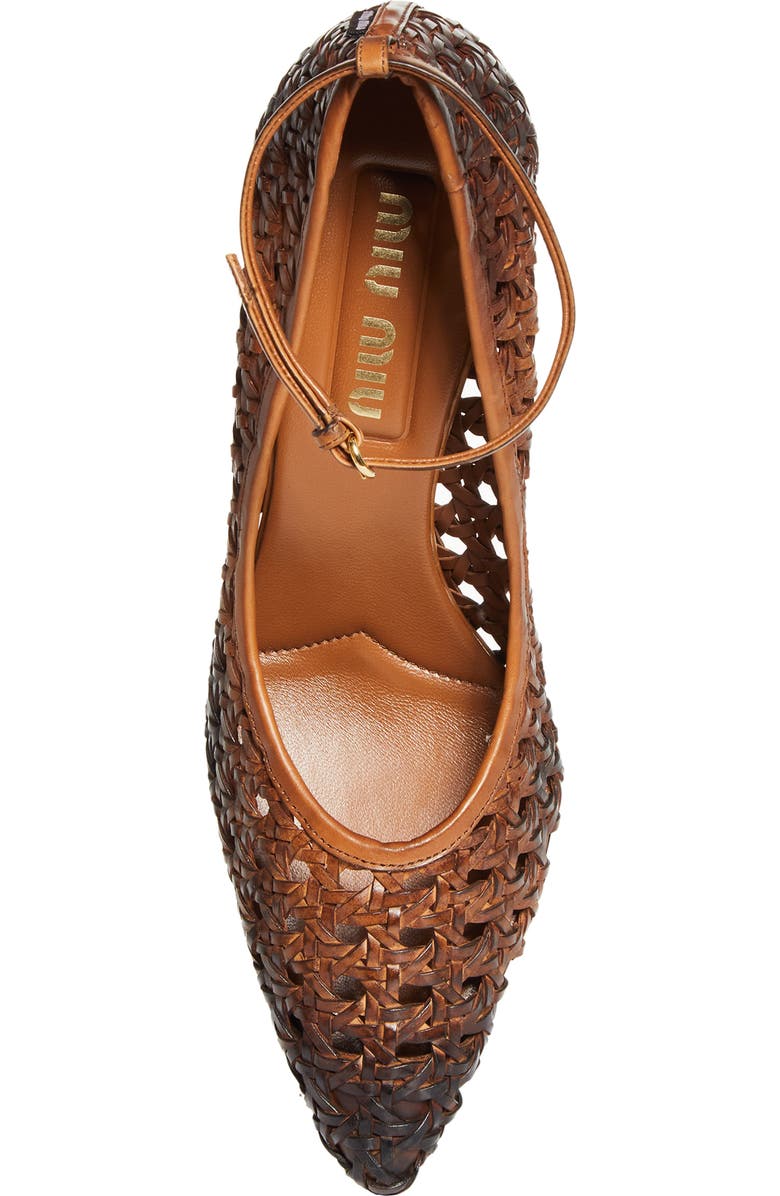 Miu Miu Woven Pointed Toe Pump, Alternate, color, Cognac