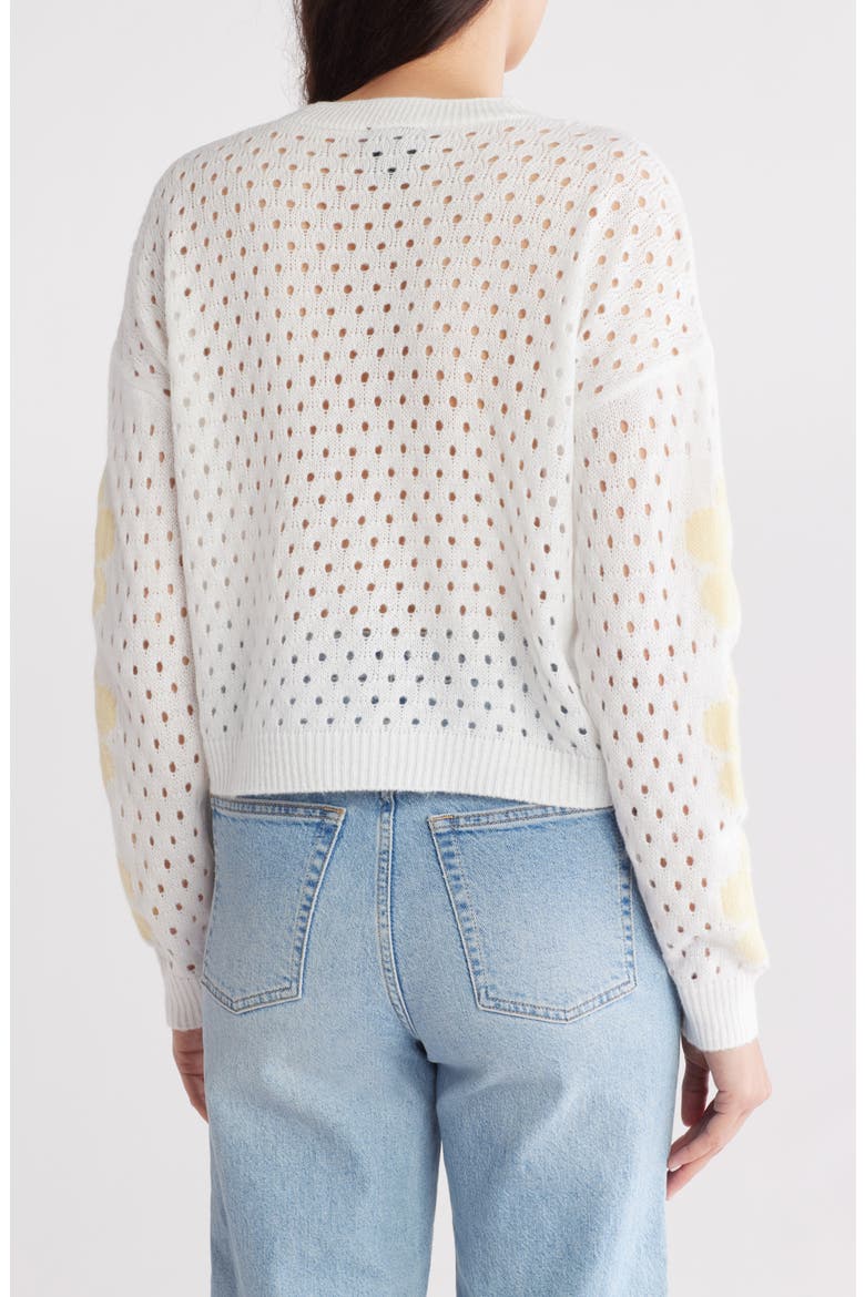 Floral Open Stitch Cardigan, Alternate, color, IVORY/ YELLOW