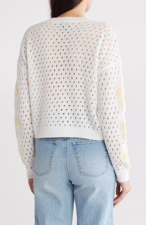 Forgotten Grace Floral Open Stitch Cardigan In Ivory/yellow