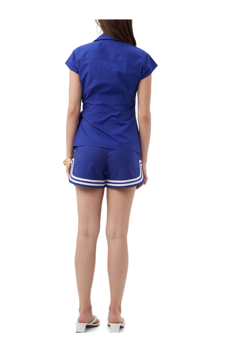 Trina Turk Avant Poplin Wrap Top, Alternate, color, Cobalt Cove
