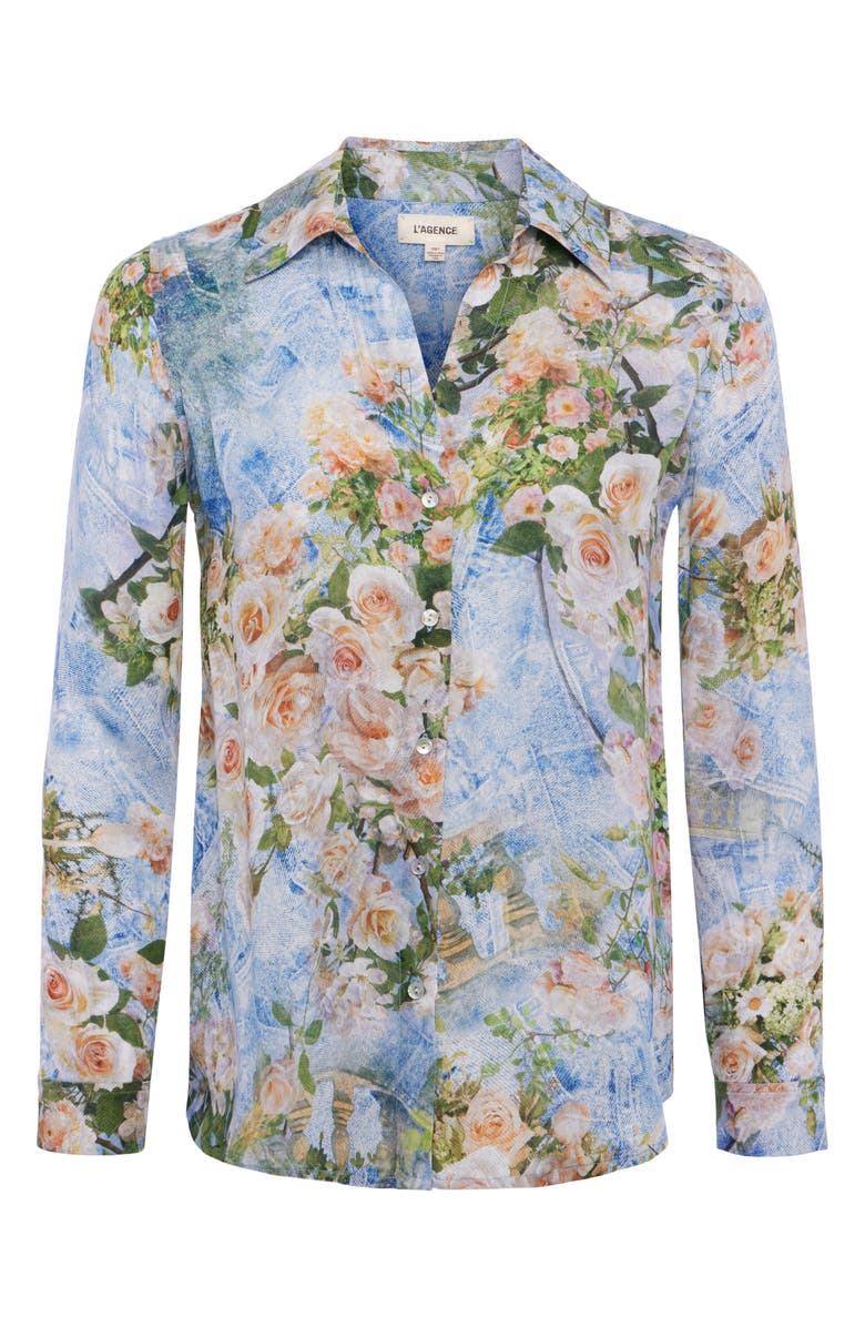 L'AGENCE Nina Silk Button-Up Top, Alternate, color, 