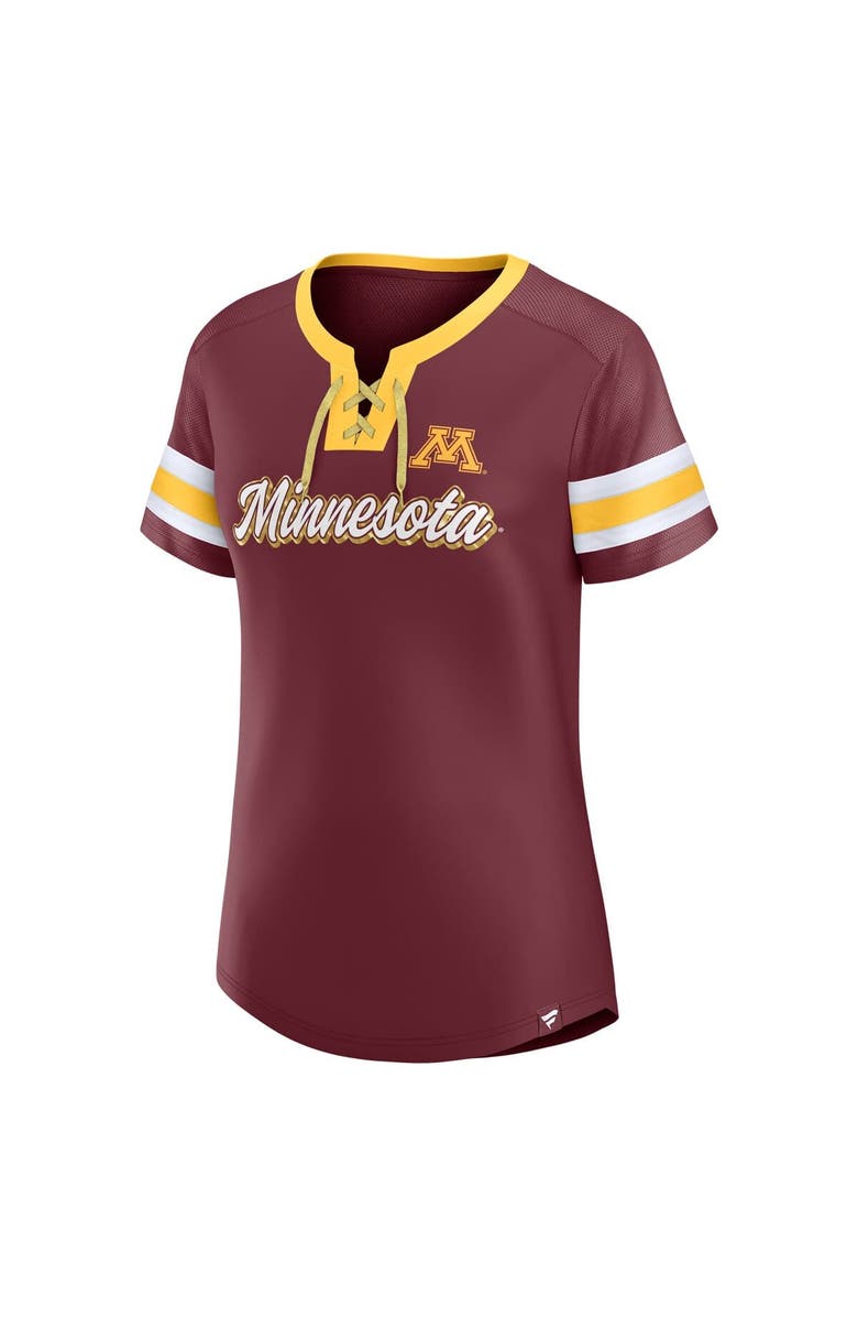 FANATICS Women's Fanatics Maroon Minnesota Golden Gophers Iconic Athena Lace-Up T-Shirt, Alternate, color, Maroon