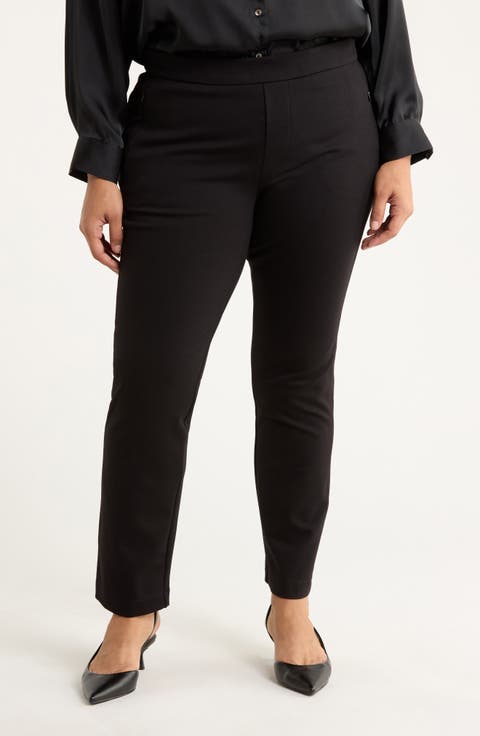 Pull-On High Waist Skinny Ponte Pants (Plus)