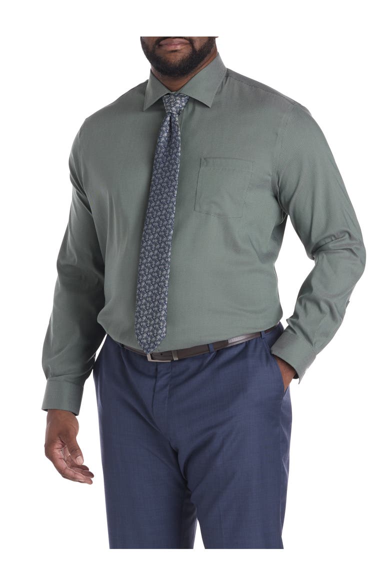 Big & Tall Micro Patterned Performance Dress Shirt, Alternate, color, GREEN