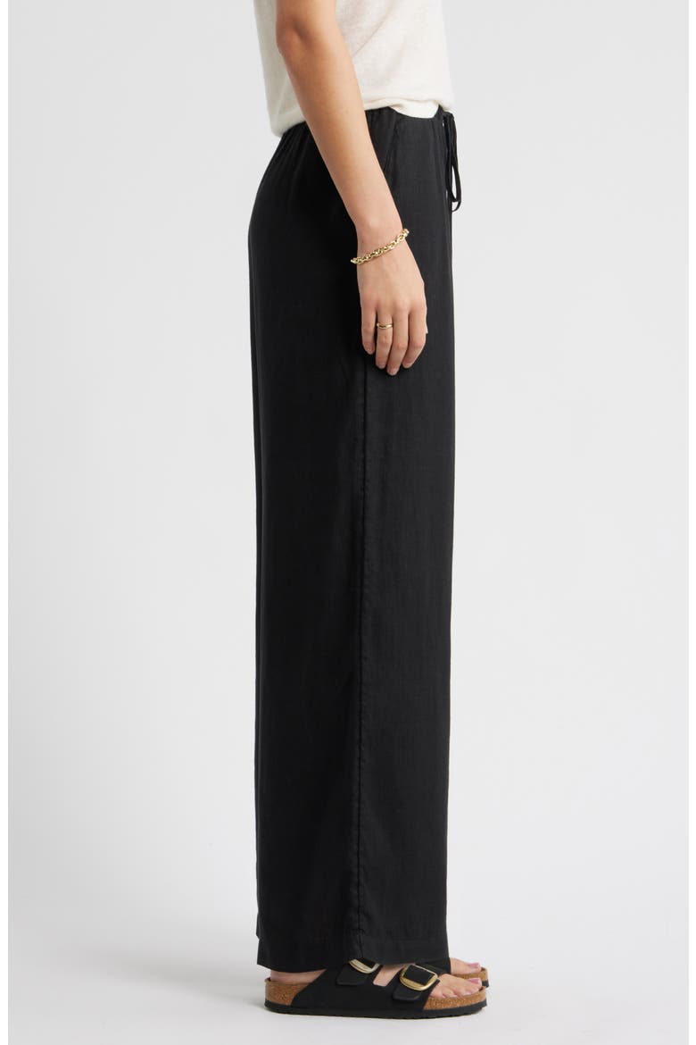 Easy Wide Leg Linen Pants, Alternate, color, BLACK