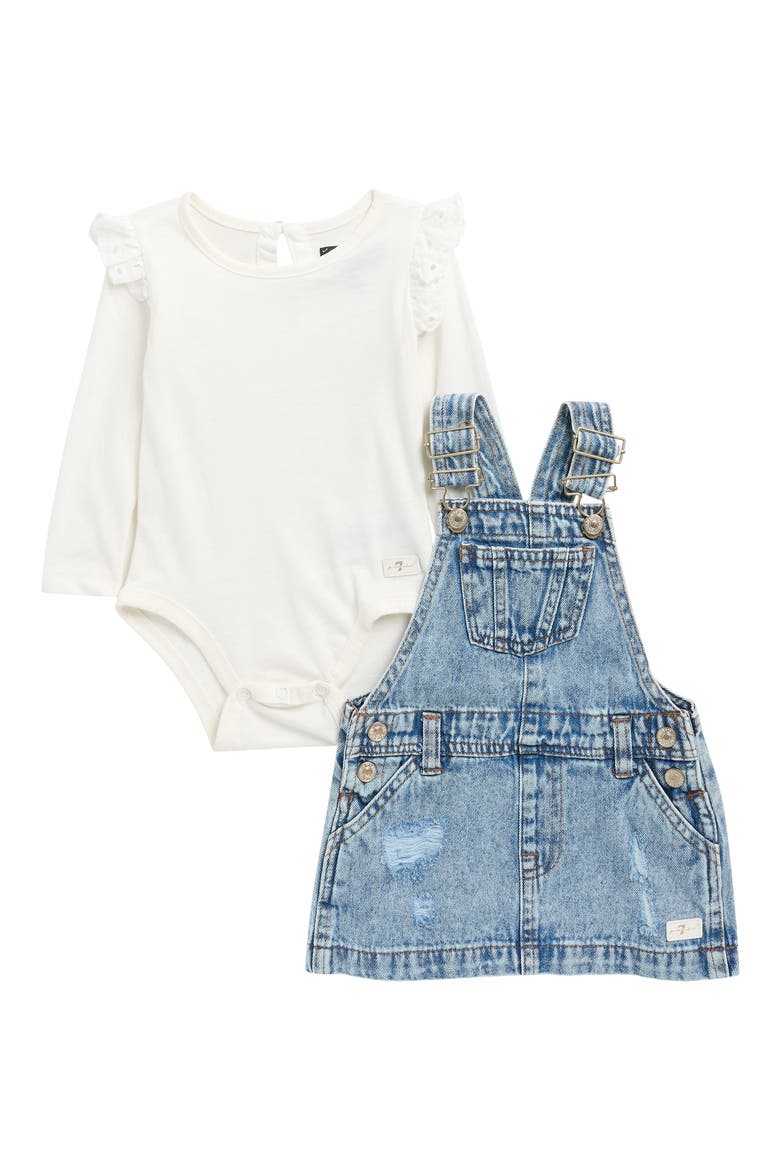 Ruffle Bodysuit & Skirtall Set, Main, color, BRIGHT WHITE