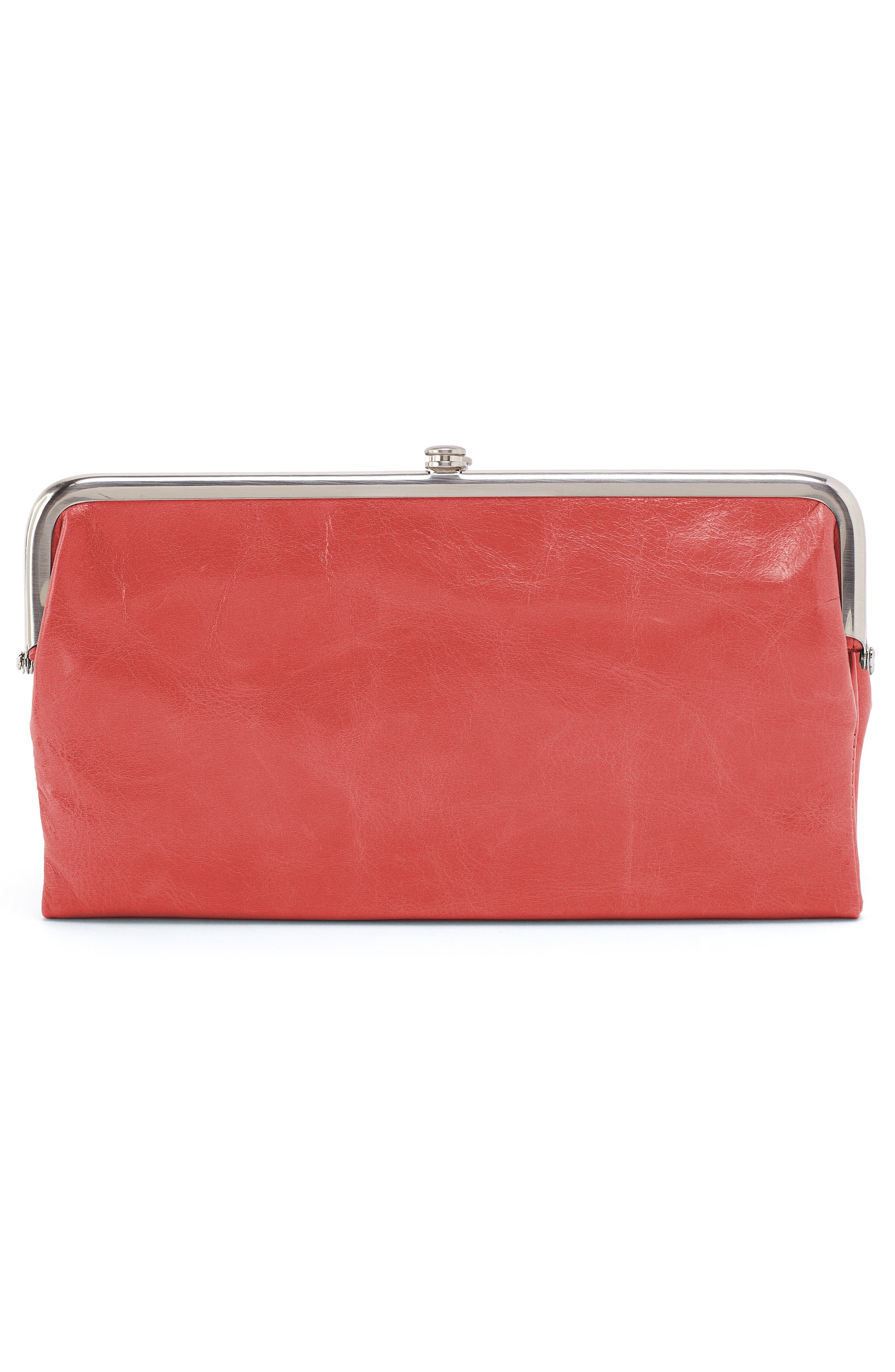HOBO Lauren Leather Double Frame Clutch, Alternate, color, Pink Mirage
