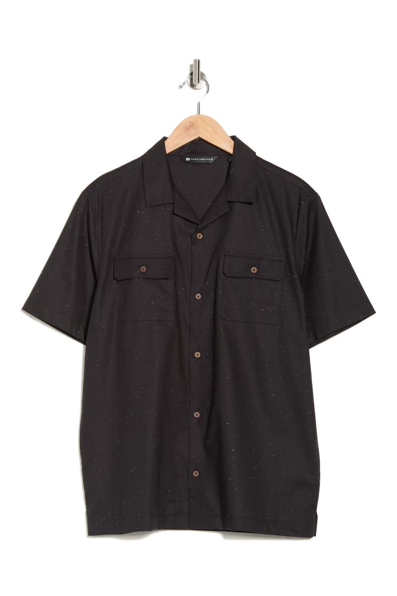 Windy Bay Short Sleeve Button-Up Shirt, Alternate, color, BLACK