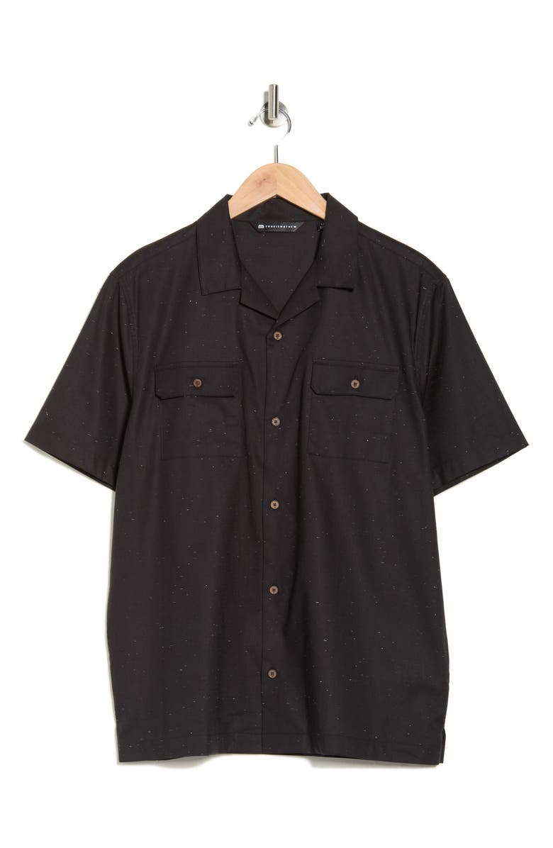 TravisMathew Windy Bay Short Sleeve Button-Up Shirt, Alternate, color, Black
