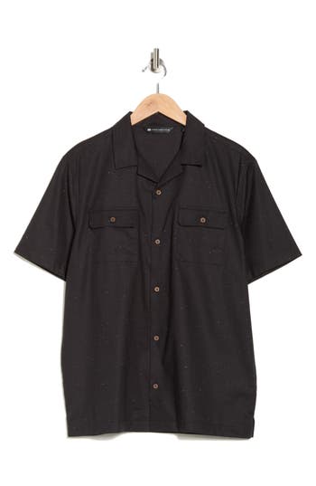 Travismathew Windy Bay Short Sleeve Button-up Shirt In Black