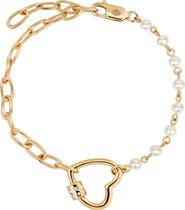 Karma and Luck Iridescent Grace - Pearl Diamond Heart Charm Bracelet