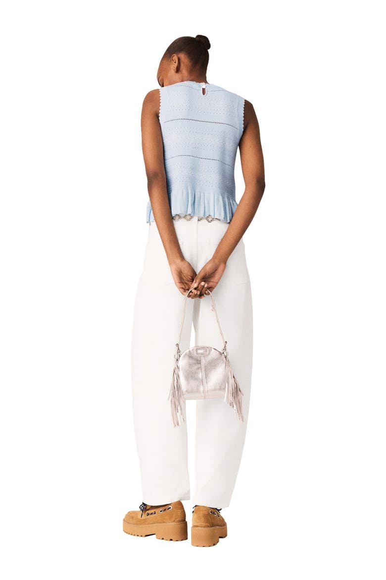 Ruffled knit top, Alternate, color, Blue sky