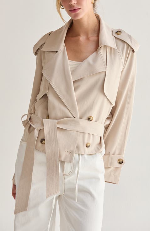 Double Breasted Crop Trench Coat