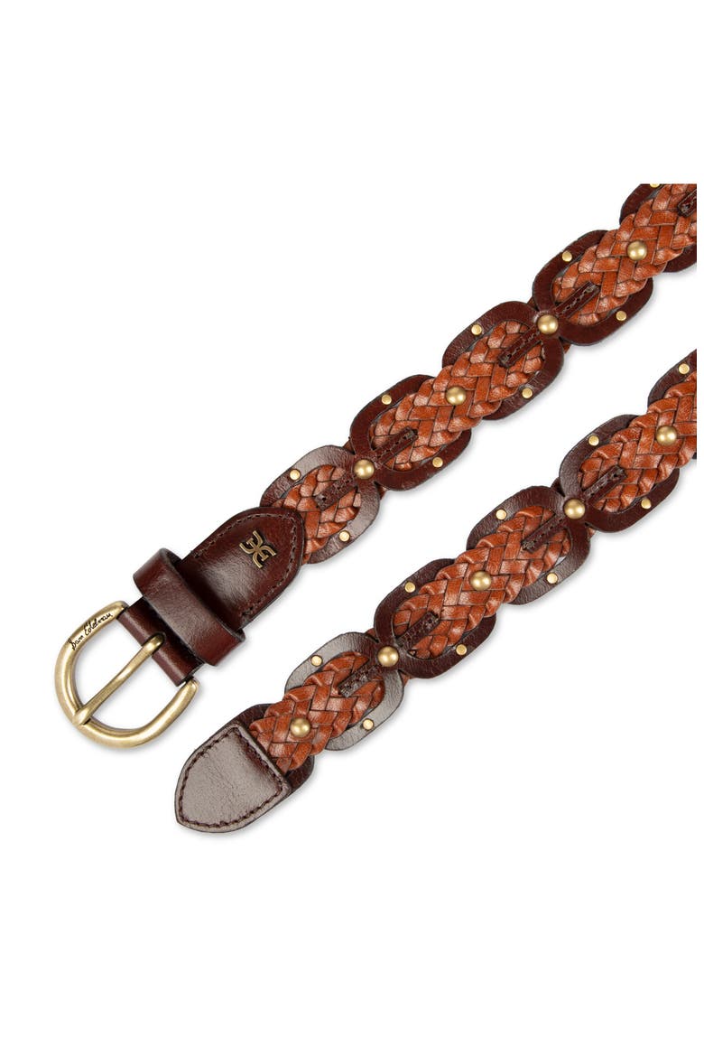 Linked Braided Leather Belt, Alternate, color, BROWN