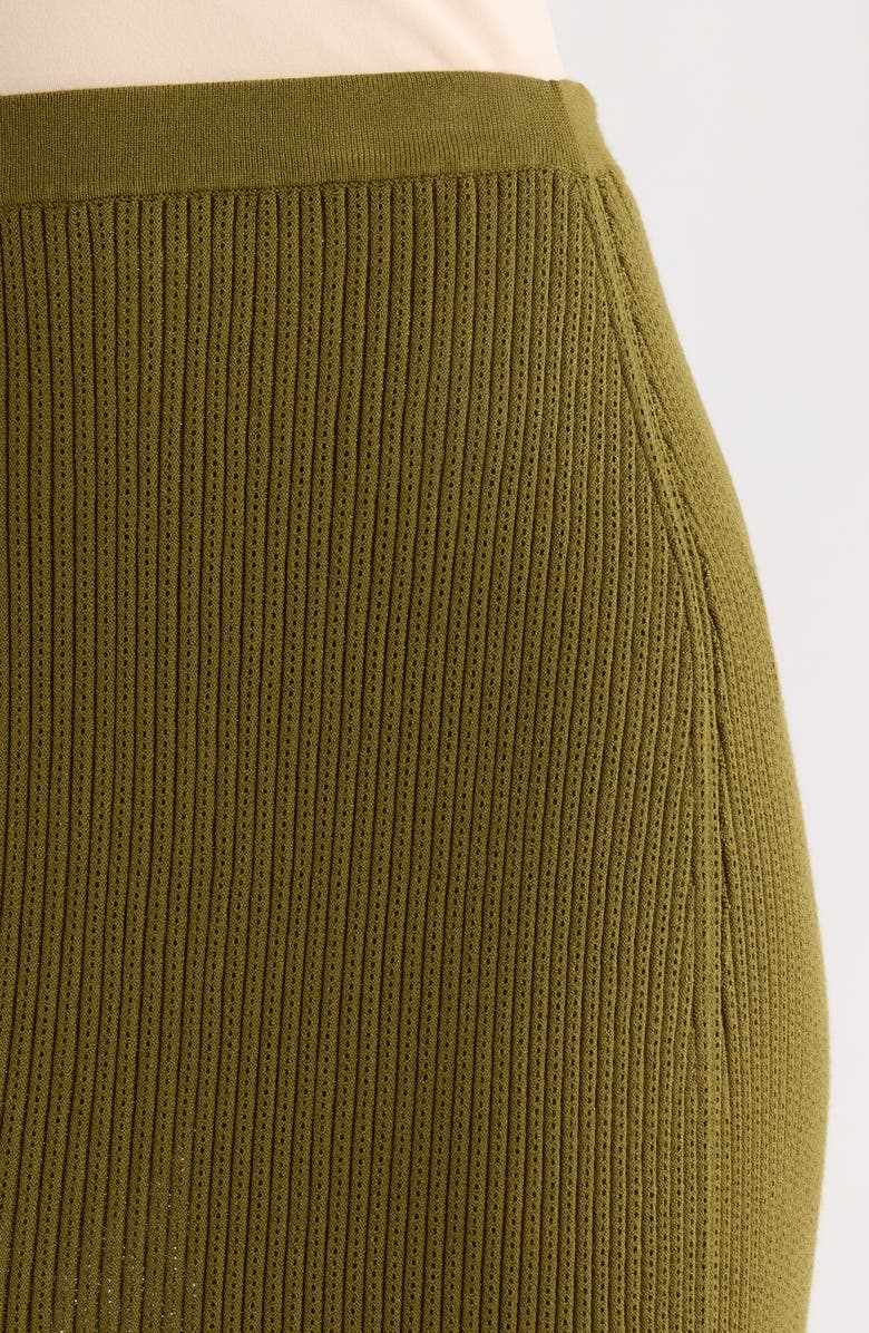 Ulla Johnson Vera Metallic Pleated Midi Skirt, Alternate, color, Olive