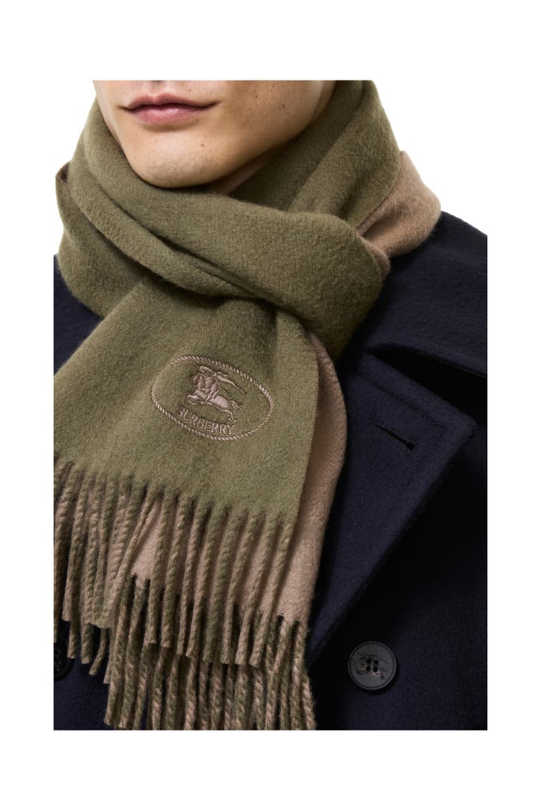 Knight Cashmere Scarf, Alternate, color, Pea green/vole brown