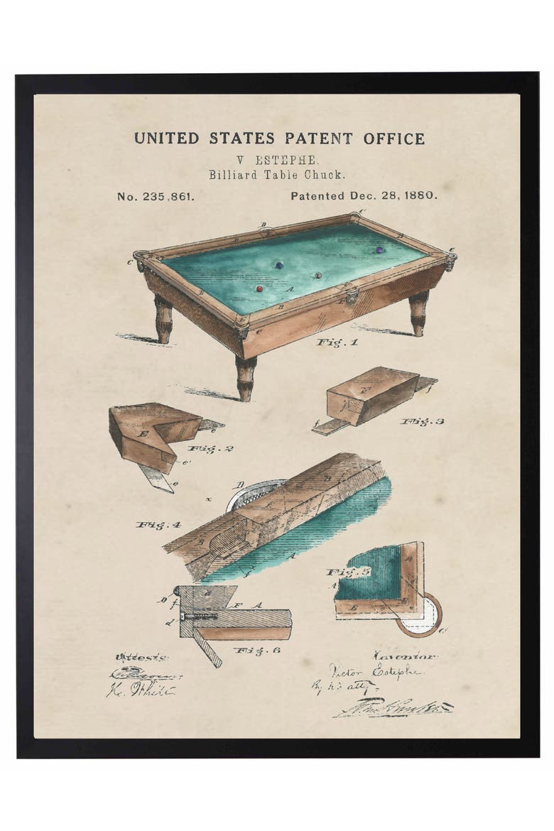 Billiard Table Patent in Black Frame, Main, color, No Color