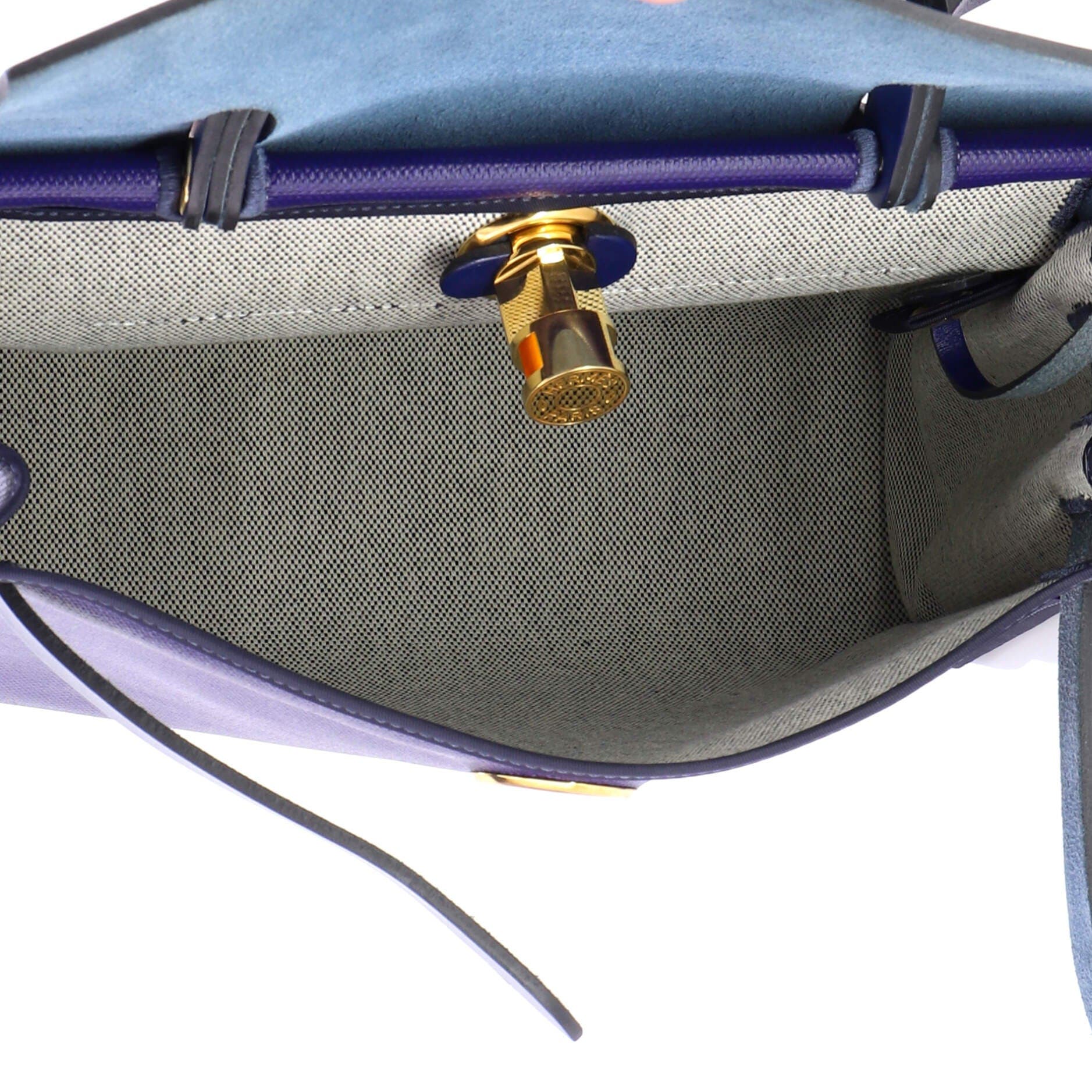 Herbag Zip Berline Vache Canvas and Leather 31, Alternate, color, Bleu Encre