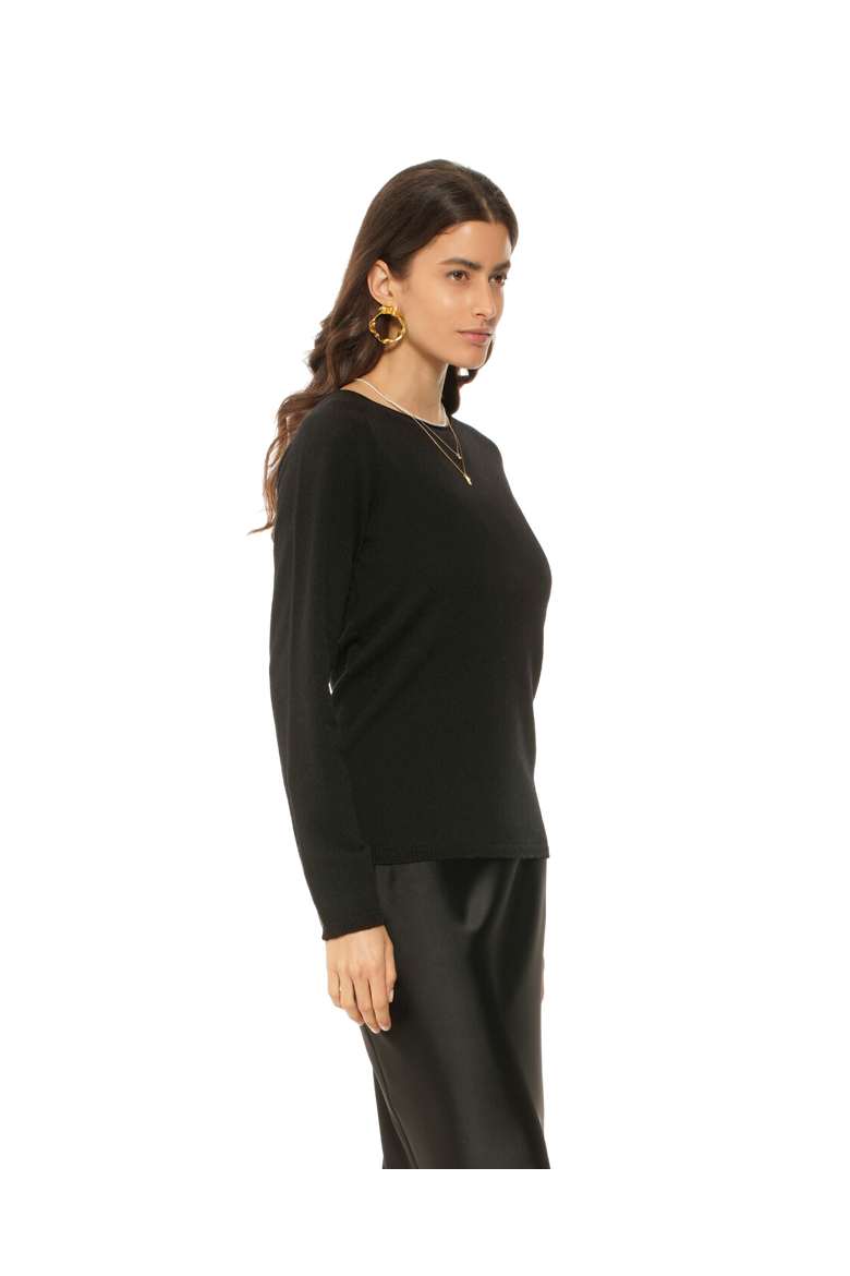 Ultralight Cashmere Raglan Crew Neck Sweater, Alternate, color, Black