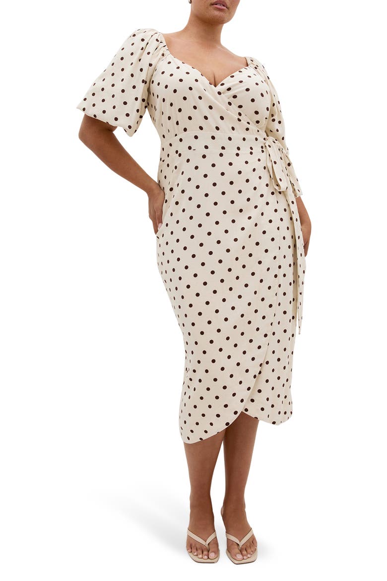 Claudine Print Wrap Midi Dress, Main, color, SWEET SPOT