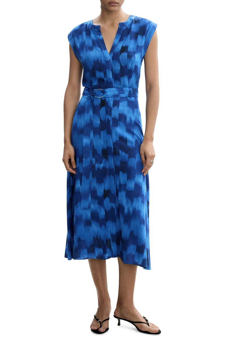 MANGO Abstract Print Belted Dress, Main, color,