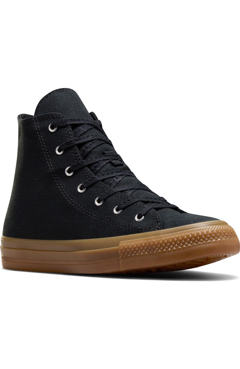 Converse Gender Inclusive Chuck Taylor<sup>®</sup> All Star<sup>®</sup> High Top Sneaker, Main, color, Black/ Black/ Gum