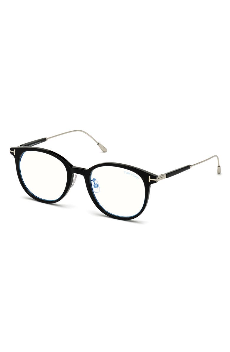 TOM FORD 52mm Round Blue Light Blocking Glasses, Alternate, color, 