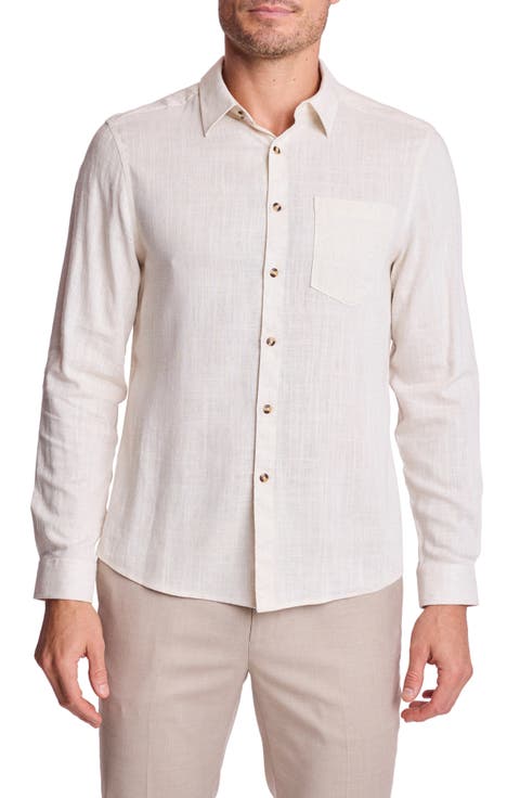 Cabo Trim Fit Linen Blend Button-Up Shirt