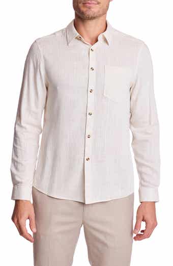 PAISLEY & GRAY Cabo Trim Fit Linen Blend Button-Up Shirt