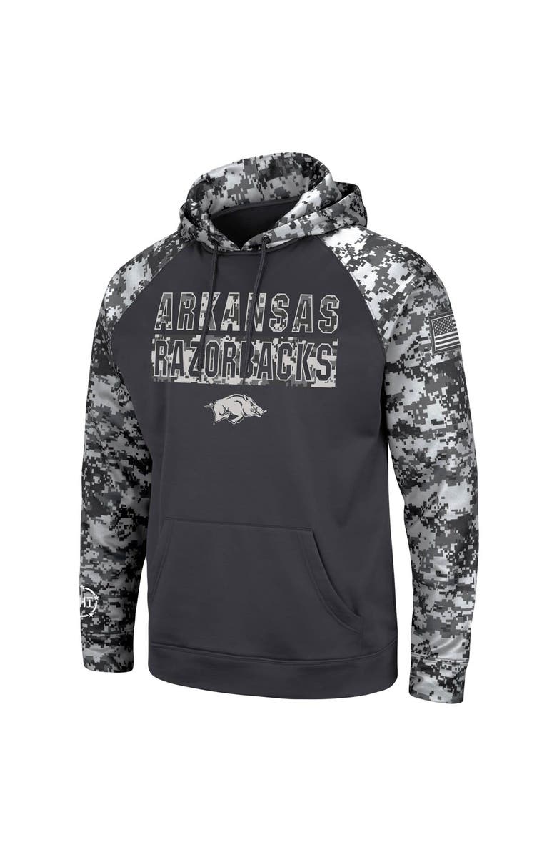 COLOSSEUM Men's Colosseum Charcoal Arkansas Razorbacks OHT Military Appreciation Digital Camo Pullover Hoodie, Alternate, color, 