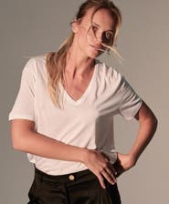 Majestic Filatures Lyocell Cotton Semi Relaxed Short Sleeve V-Neck T-Shirt