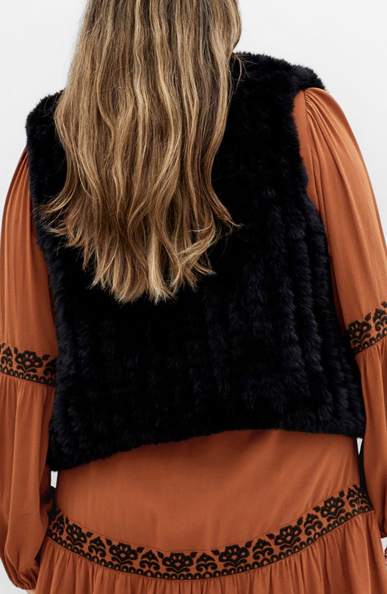 City Chic Eve Faux Fur Vest, Alternate, color, Black