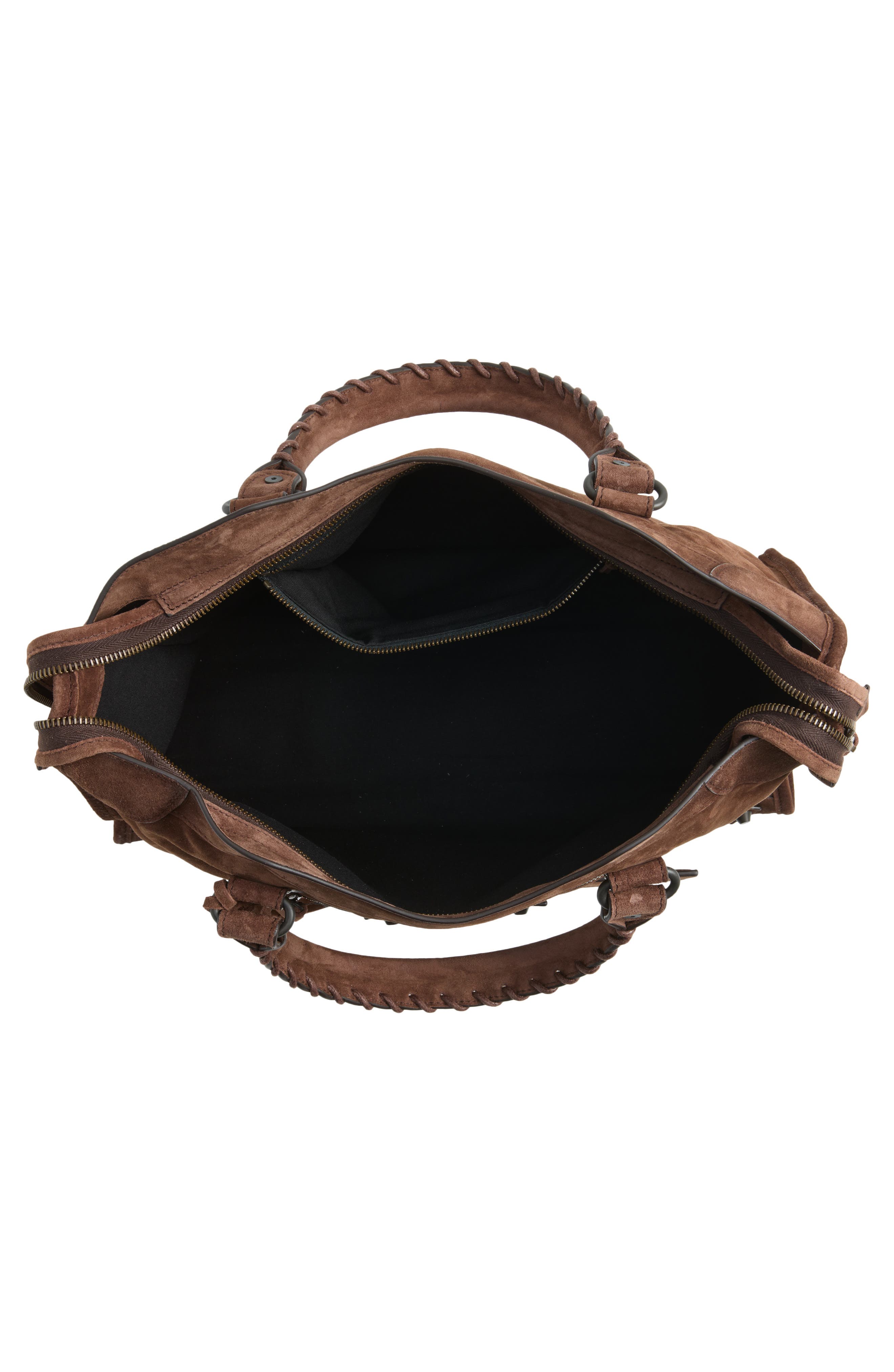 Medium Le City Suede Satchel, Alternate, color, 2308 LIGHT ESPRESSO