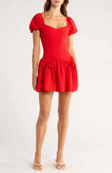 All in Favor Bow Detail Puff Sleeve Minidress
