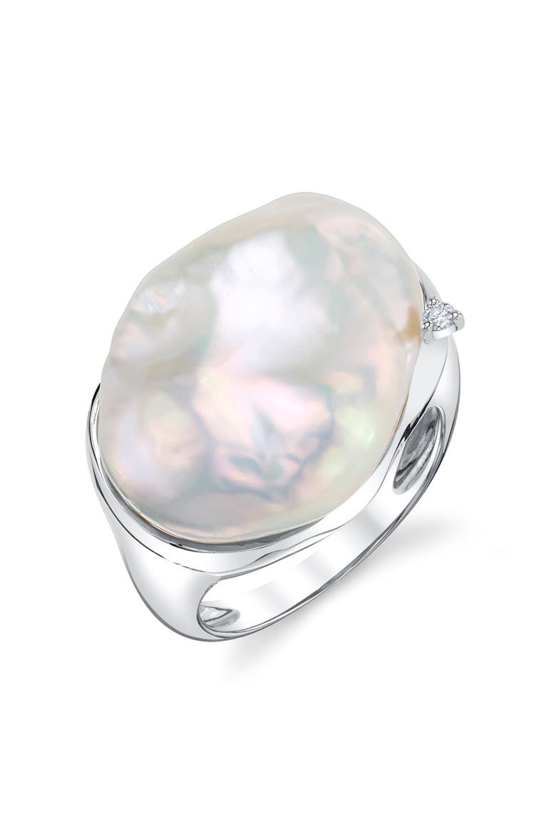 White Freshwater Baroque Pearl Isla Ring, Main, color, Sterling Silver