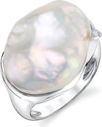 The Pearl Source White Freshwater Baroque Pearl Isla Ring