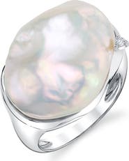 The Pearl Source White Freshwater Baroque Pearl Isla Ring