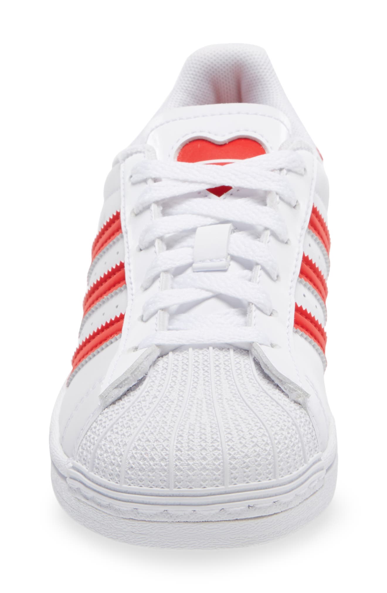 Superstar Sneaker, Alternate, color, FOOTWEAR WHITE/ VIVID RED