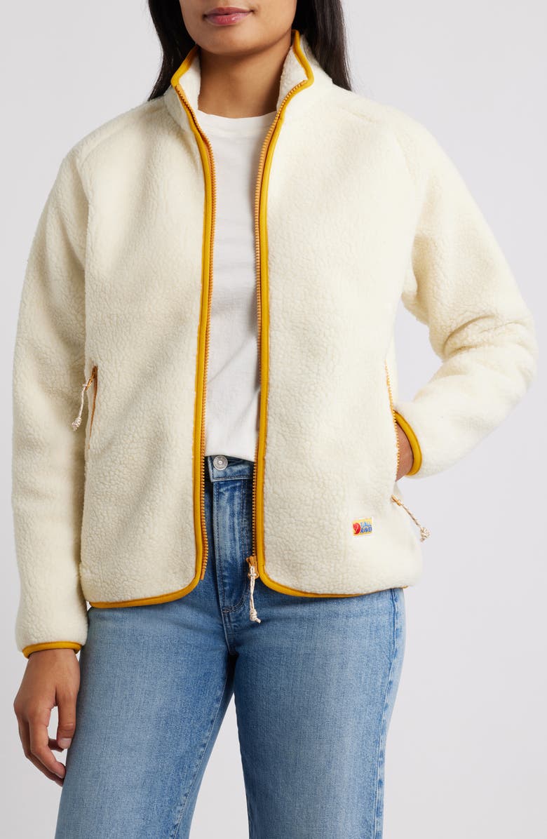 Fjällräven Vardag Pile Fleece Zip Jacket, Main, color, Chalk White