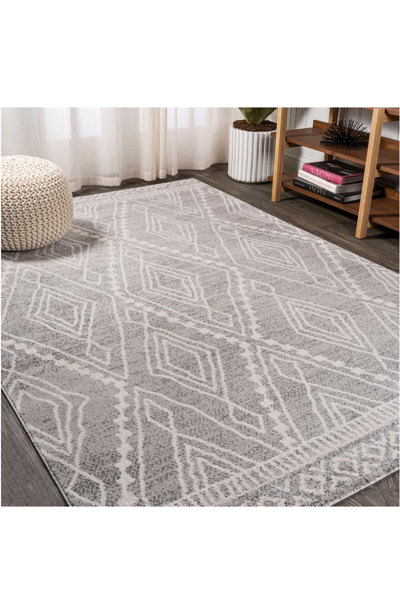 JONATHAN Y Rih Moroccan Style Diamond Area Rug, Alternate, color, Gray/Ivory