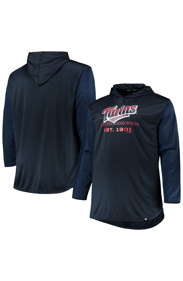 PROFILE Men's Navy/Heathered Navy Minnesota Twins Big & Tall Wordmark Club Pullover Hoodie, Main, color, 