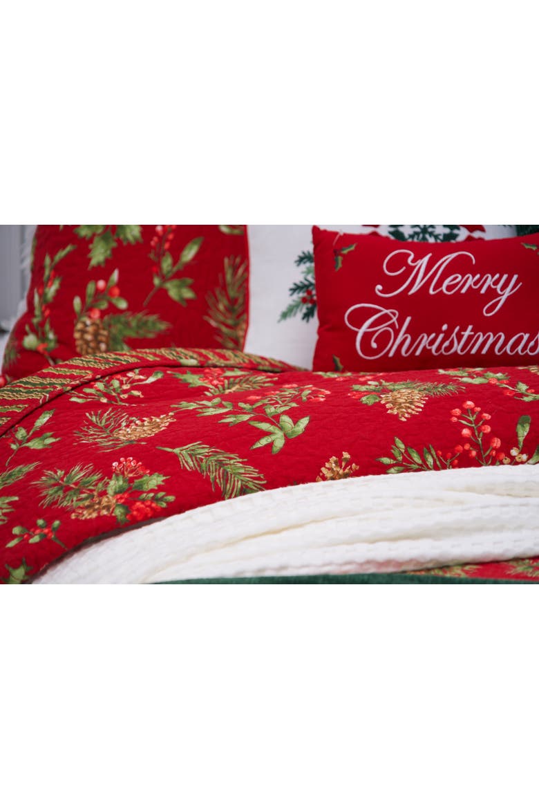 Maureen Floral Reversible King 3-Piece Quilt Bedding Set, Alternate, color, Red