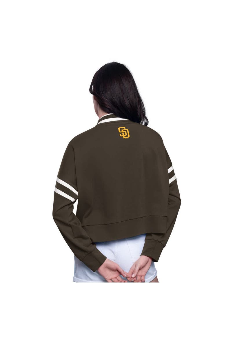 Women's Starter Brown San Diego Padres Power Play Cropped Pullover Sweatshirt, Alternate, color, Brown
