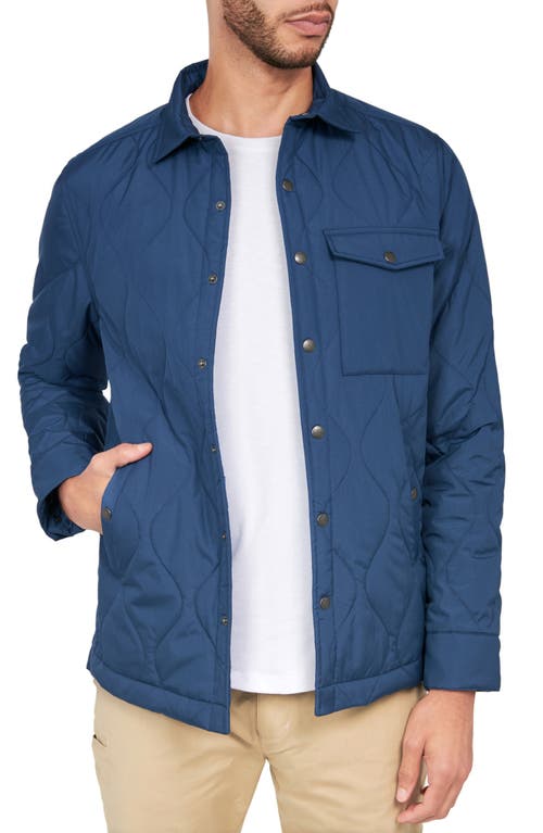 Brooklyn Brigade Solid Water Repellent Quilted Shirt Jacket In Blue