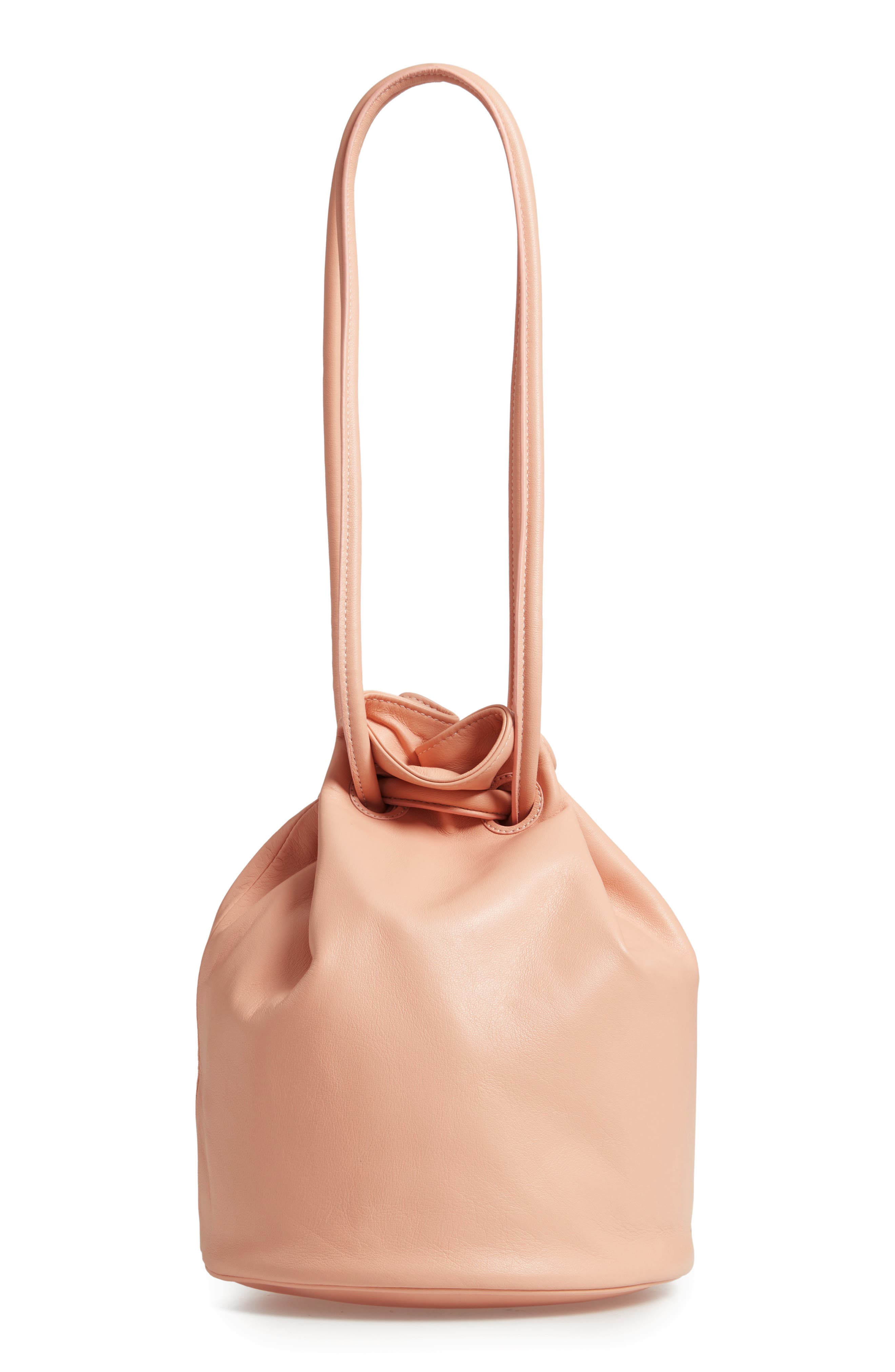 Lambskin Leather Drawstring Pouch, Alternate, color, ROSA
