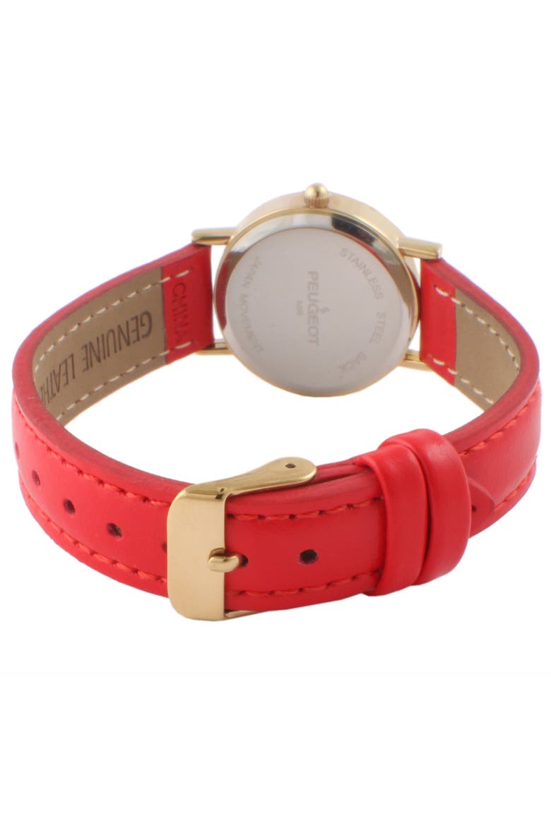Easy Read Round Leather Watch- 24MM, Alternate, color, Red