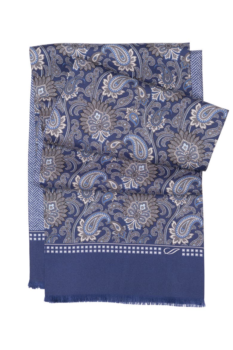 Pasquino - Silk Scarf for Men, Main, color, Navy